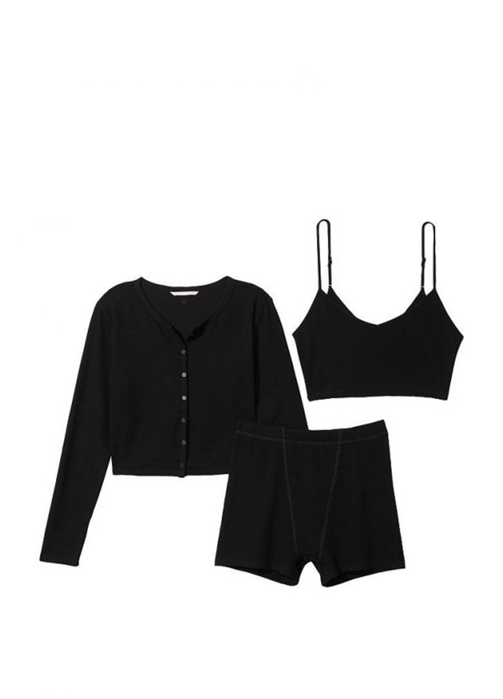 Черная всесезон пижама (кофта, топ, шорты) Victoria's Secret