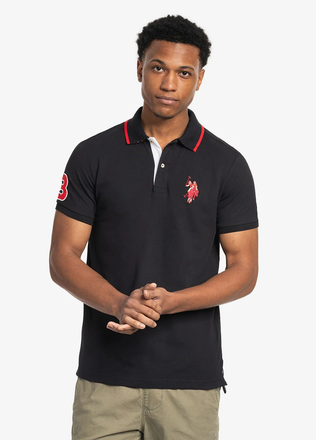 Черная футболка-поло для мужчин U.S. Polo Assn. однотонная