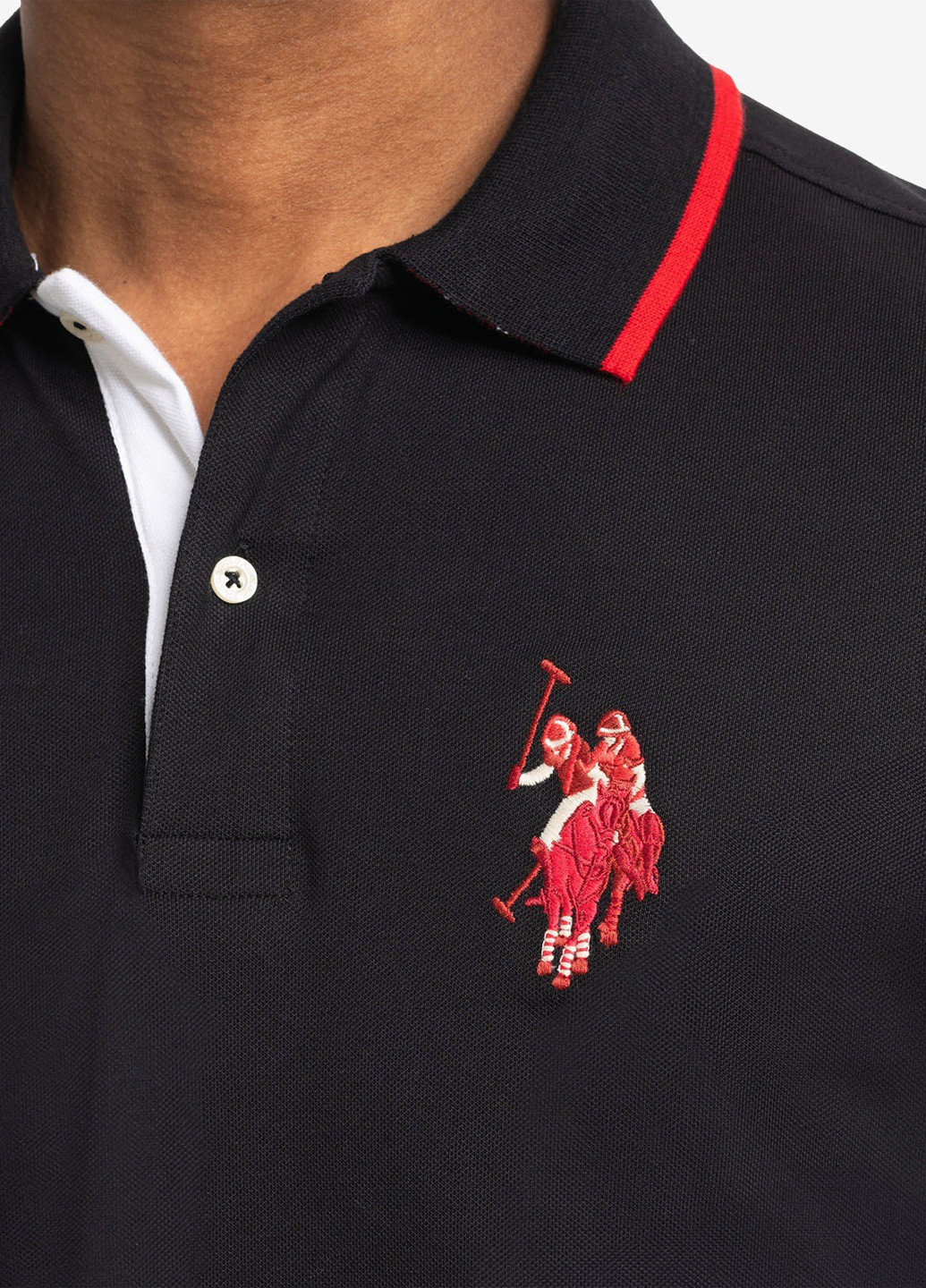 Черная футболка-поло для мужчин U.S. Polo Assn. однотонная