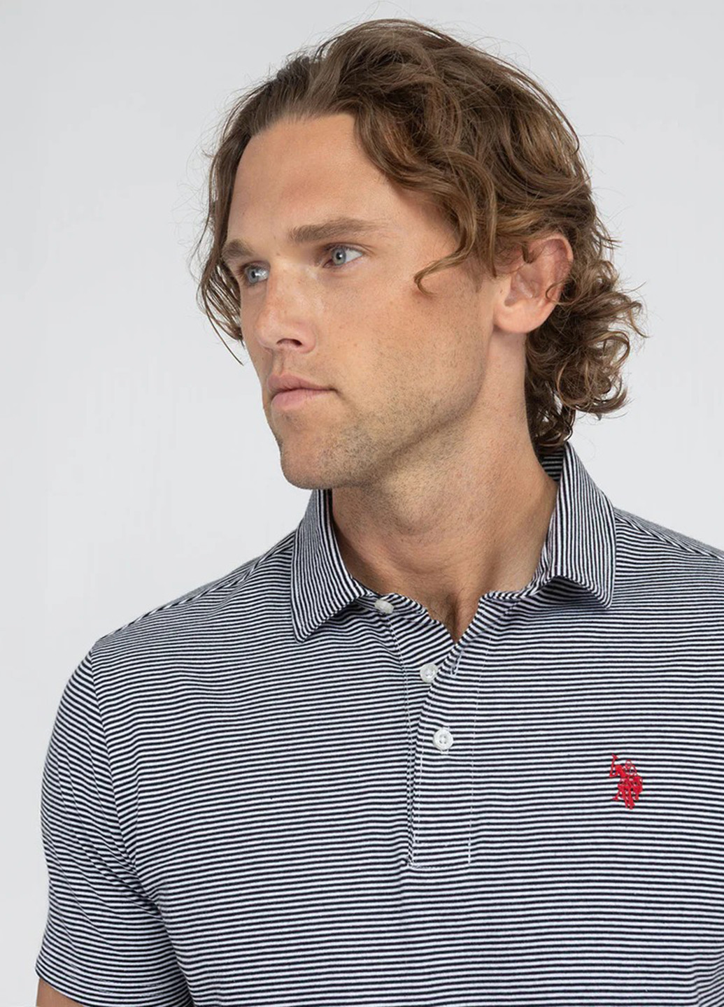 Черная футболка-поло для мужчин U.S. Polo Assn. в полоску