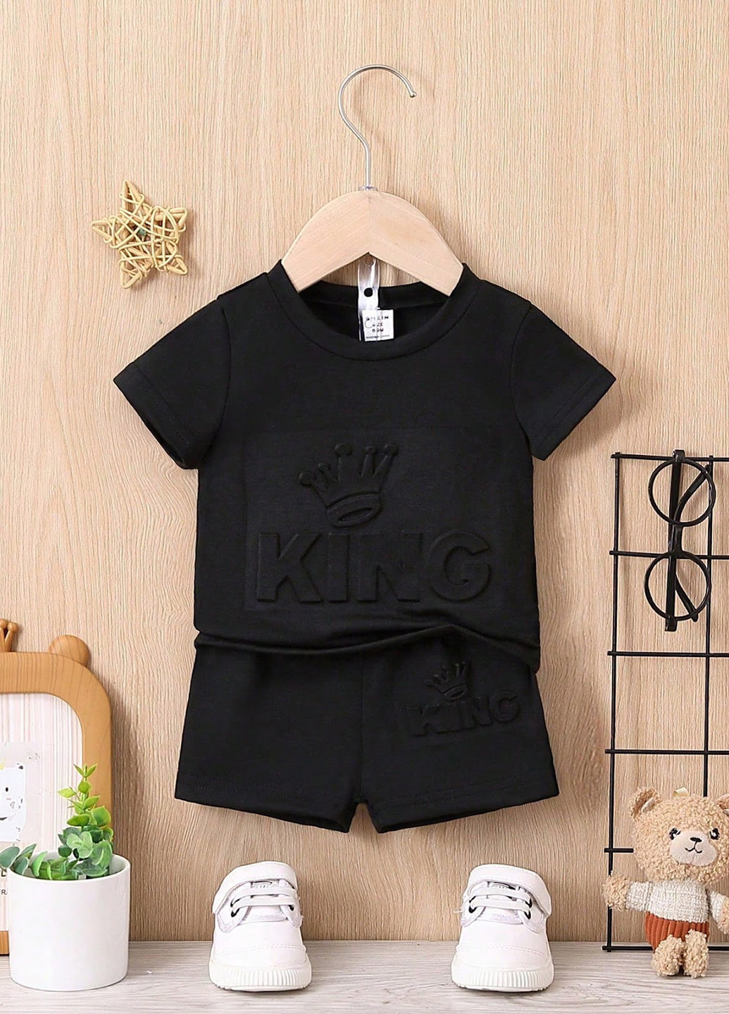 Черный летний комплект (футболка, шорты) SHEIN