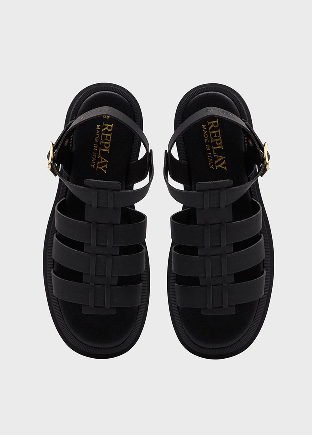 Черные босоножки Replay с ремешком с логотипом
