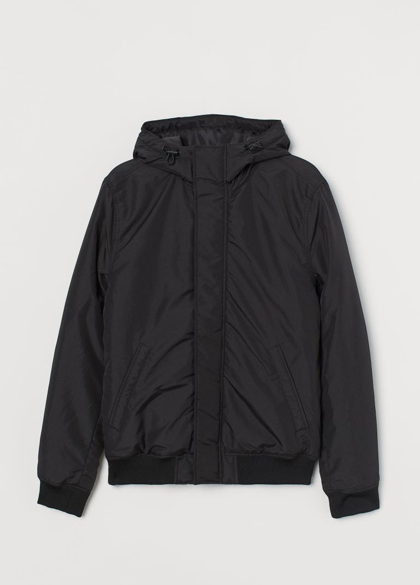 Чорна демісезонна утеплення куртка з капюшоном H&M
