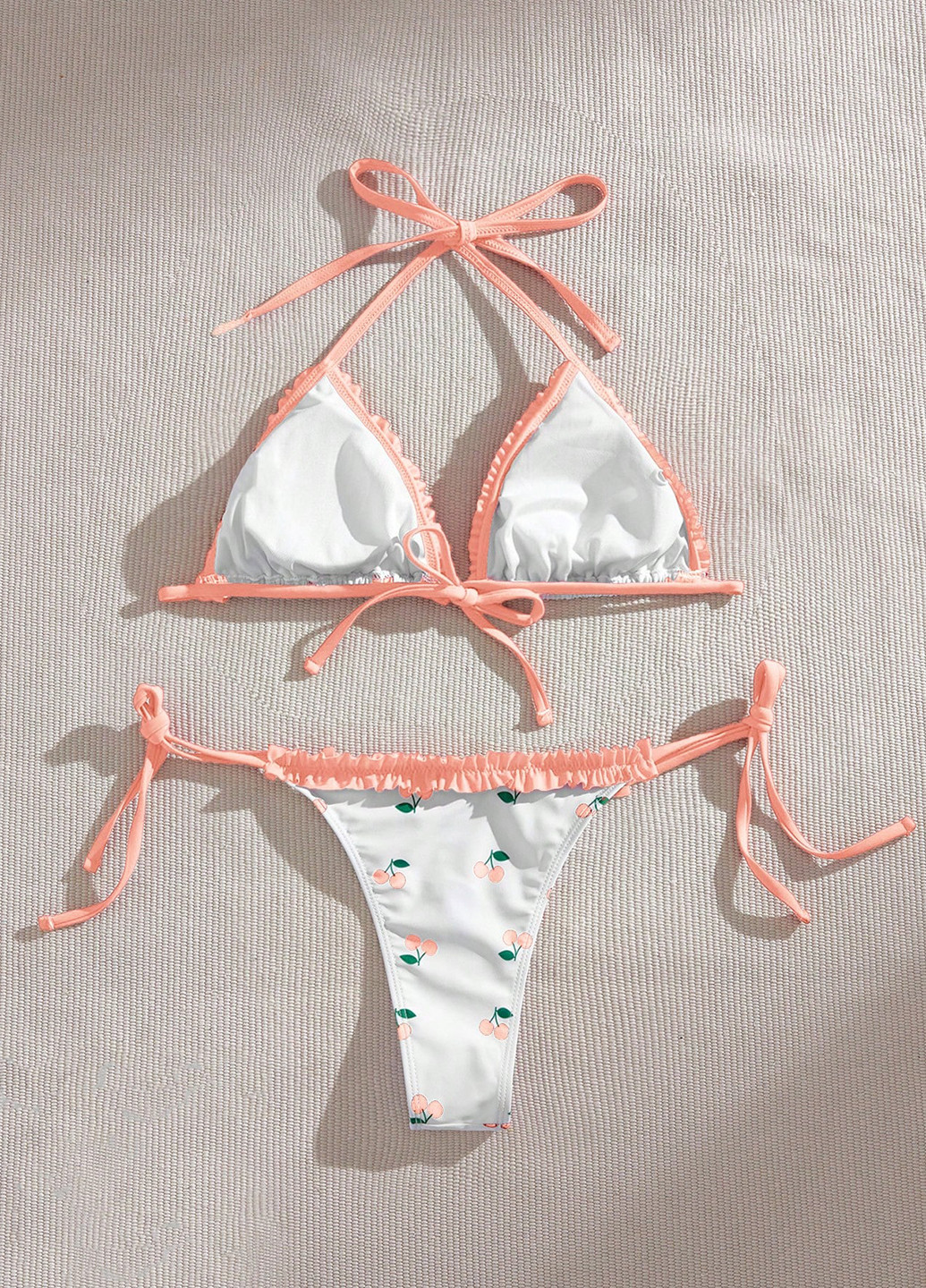 Білий літній купальник (ліф, трусики) бікіні, роздільний SHEIN