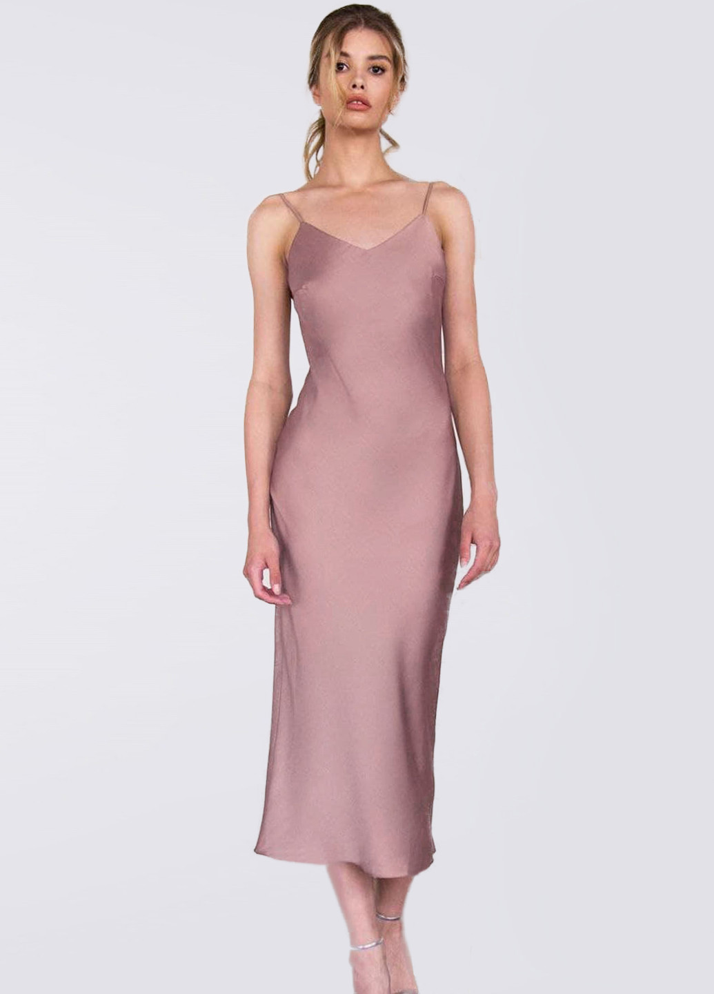 Розово-лиловое кэжуал платье комбинация миди, лиловое платье-комбинация Egostyle однотонное