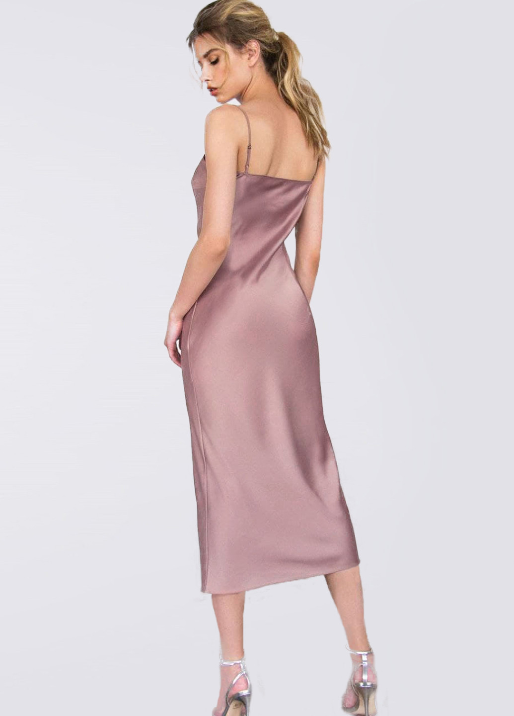 Рожево-лілова кежуал сукня комбінація міді, лілова сукня-комбінація Egostyle однотонна