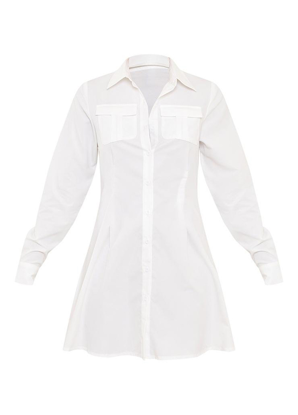 Белое кэжуал платье рубашка PrettyLittleThing однотонное