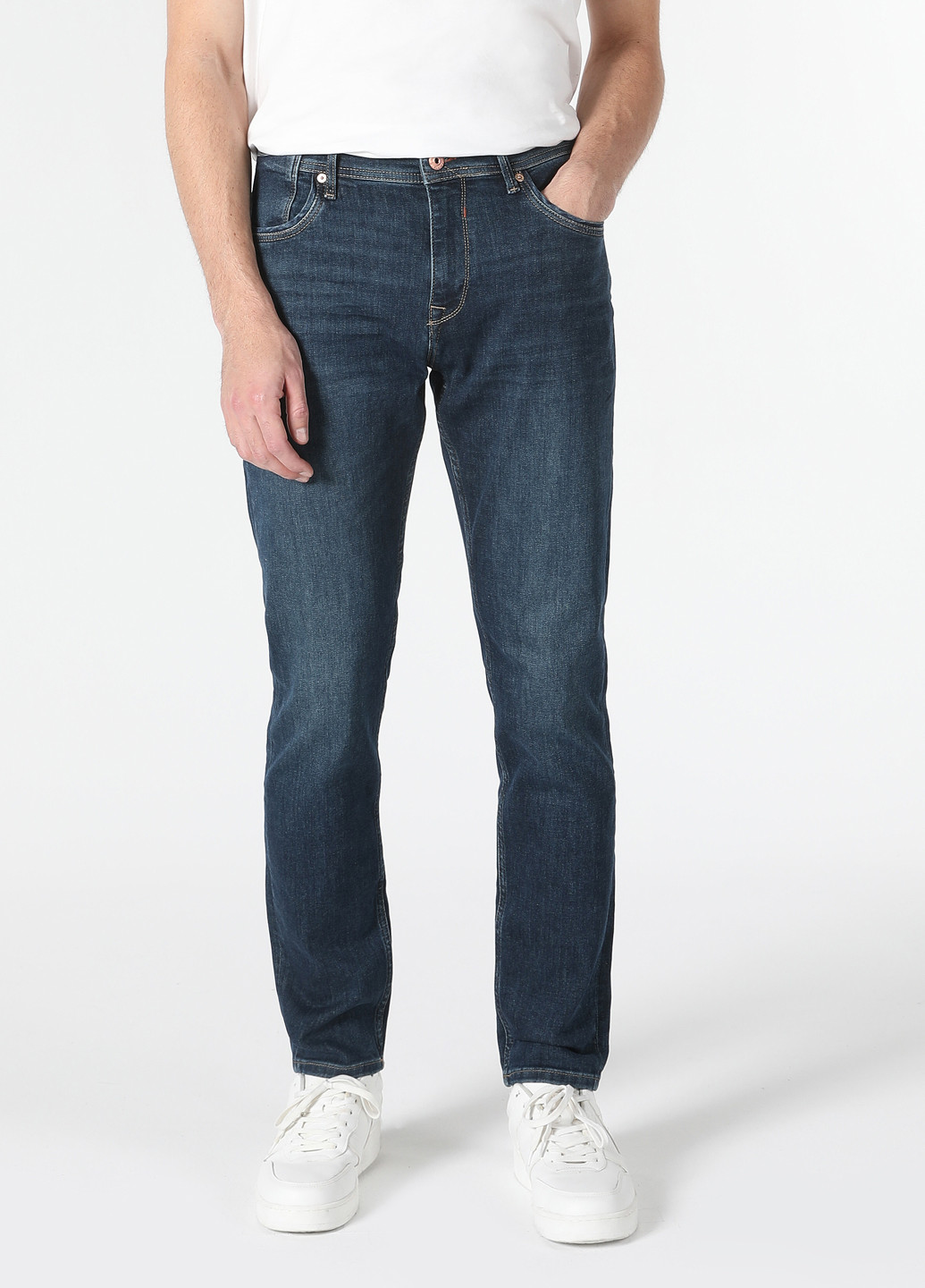 Темно-синие демисезонные слим джинсы Colin's