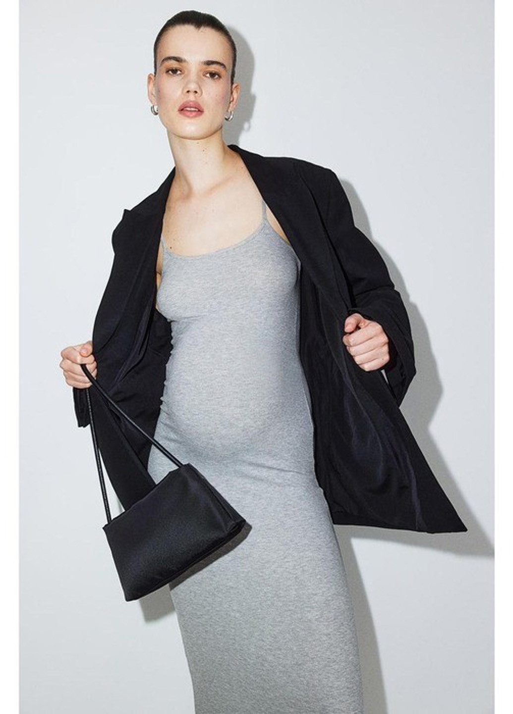 Серое кэжуал платье для беременных платье-майка H&M меланжевое