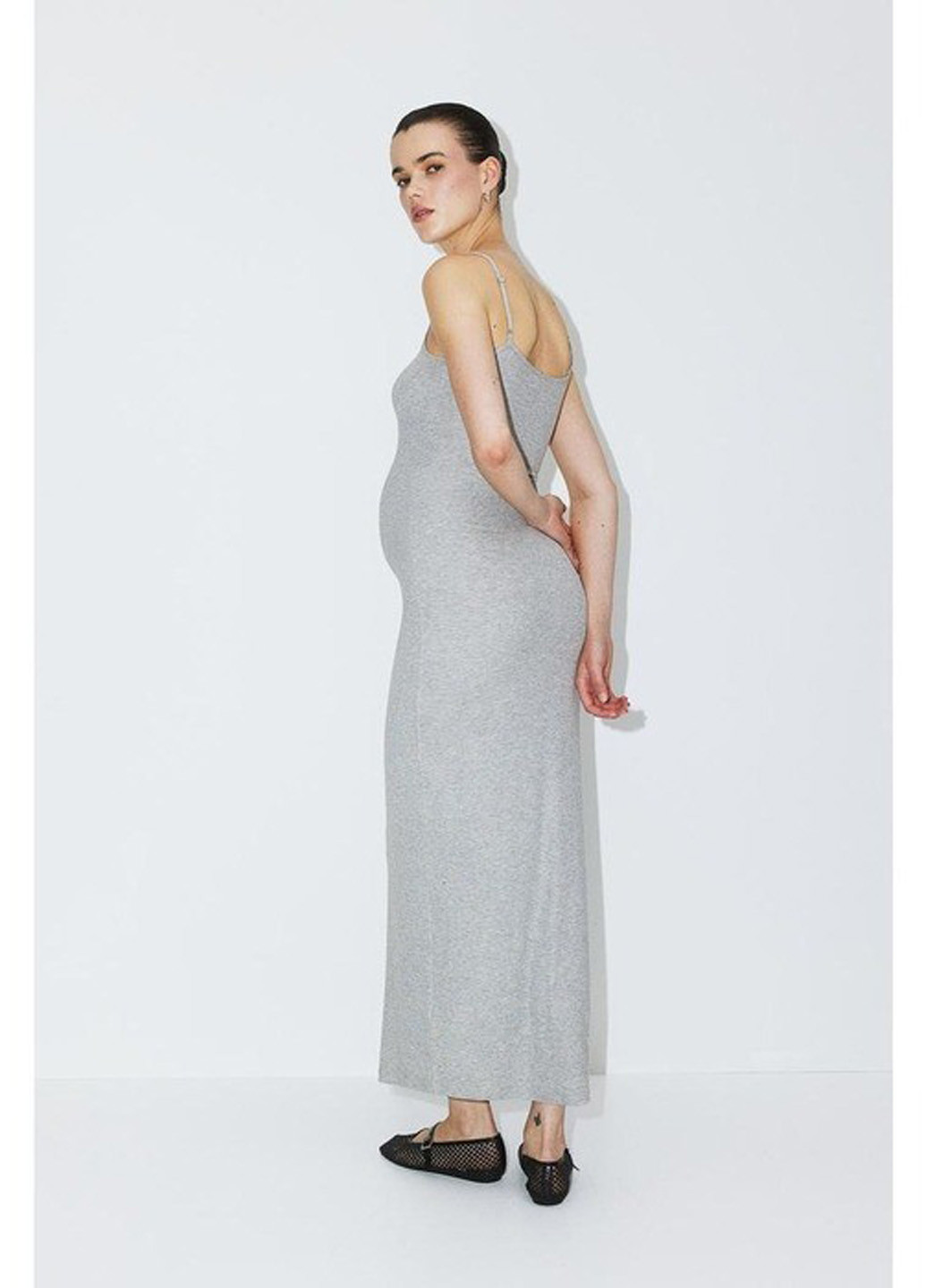 Серое кэжуал платье для беременных платье-майка H&M меланжевое