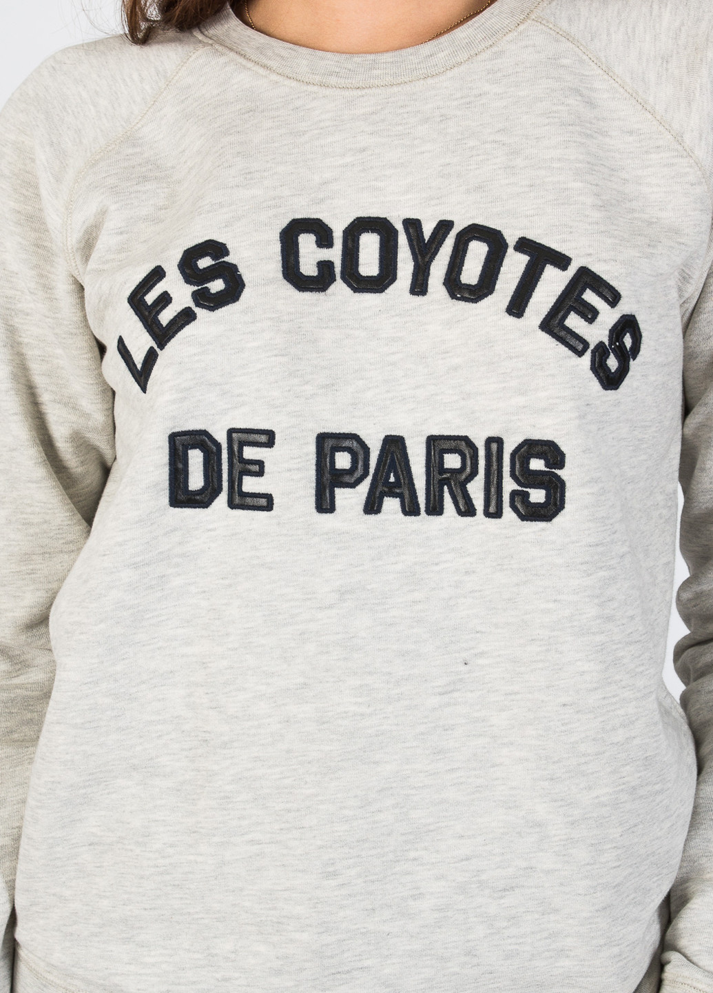 Свитшот Les Coyotes De Paris - Прямой крой надпись светло-серый кэжуал хлопок - (228291460)