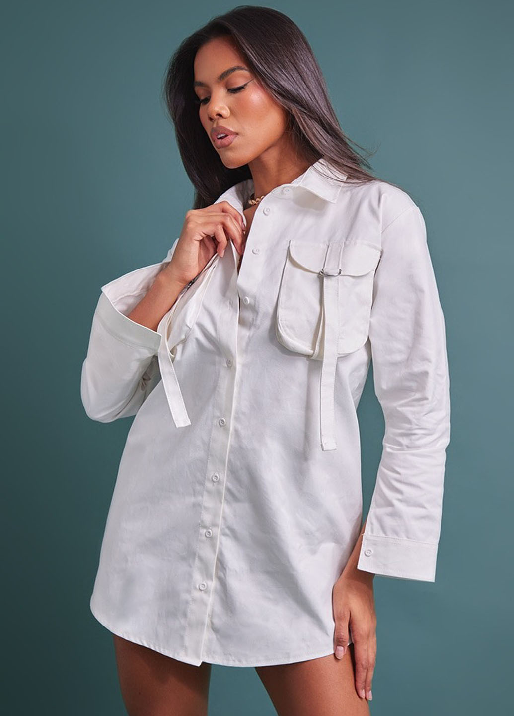 Білий кежуал сукня сукня-сорочка PrettyLittleThing однотонна