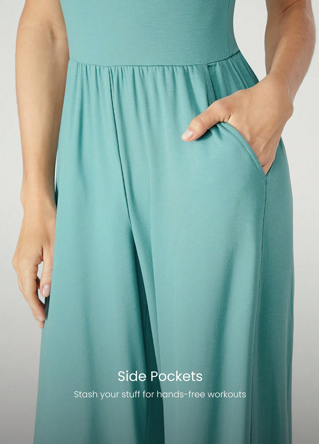 Комбинезон SHEIN комбинезон-брюки однотонный бирюзовый спортивный модал