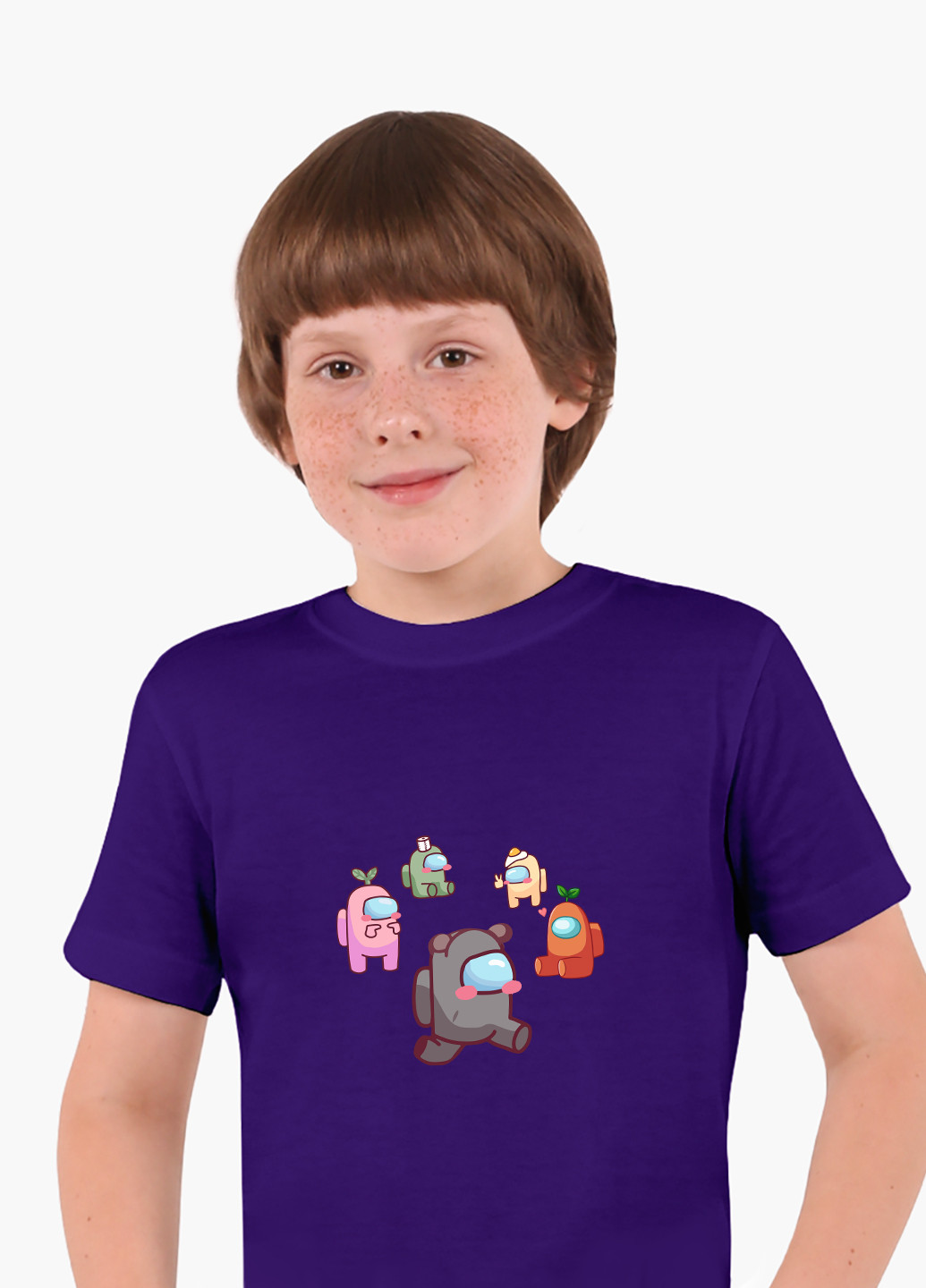Фіолетова демісезонна футболка дитяча амонг ас (among us) (9224-2407) MobiPrint