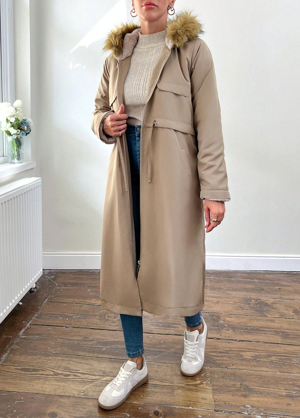 Бежеве демісезонне Пальто SHEIN