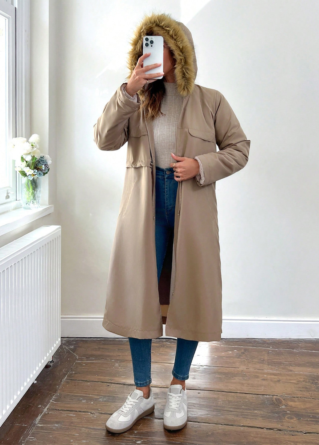 Бежеве демісезонне Пальто SHEIN