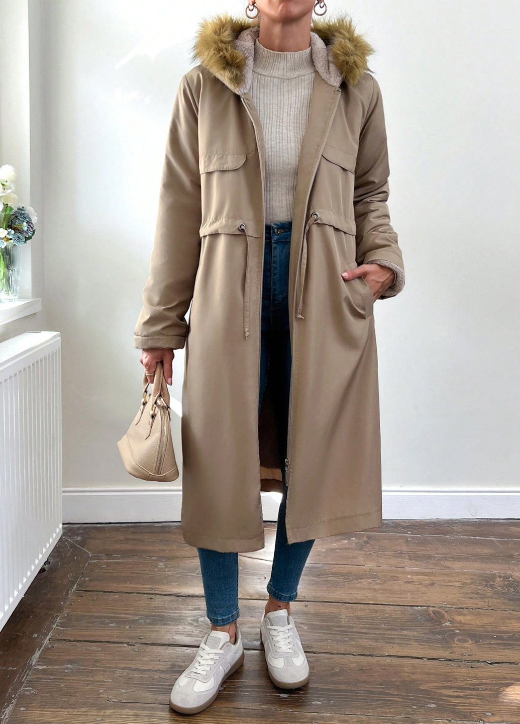 Бежеве демісезонне Пальто SHEIN