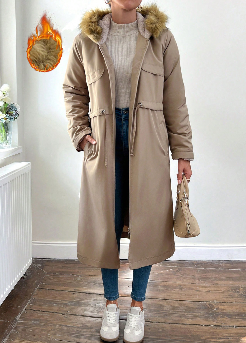 Бежеве демісезонне Пальто SHEIN