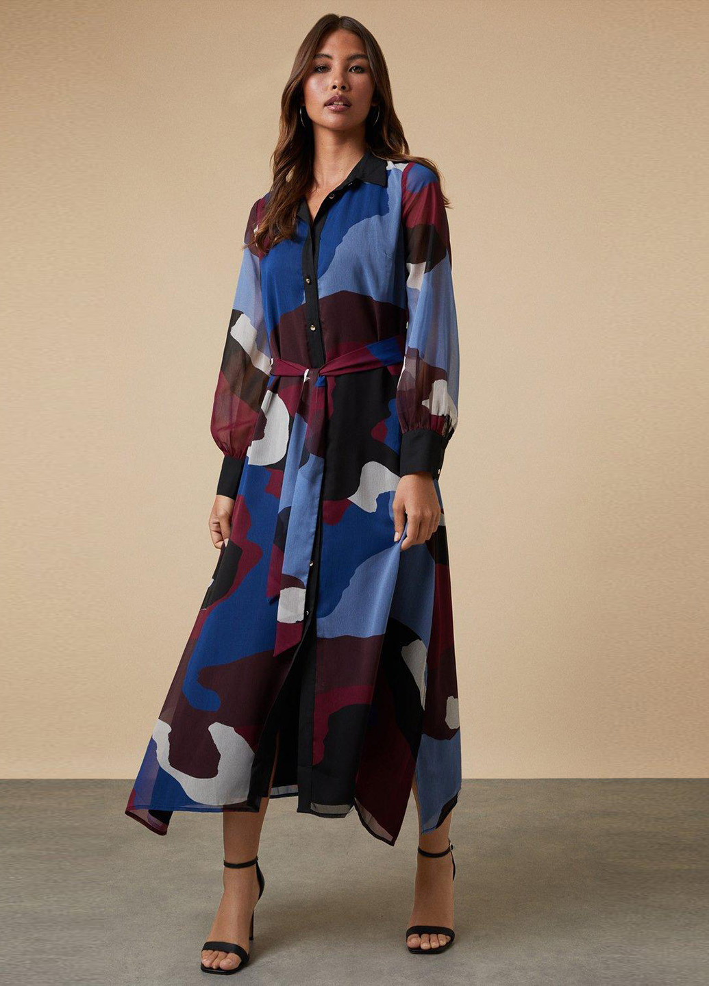 Комбинированное кэжуал платье рубашка Wallis с абстрактным узором