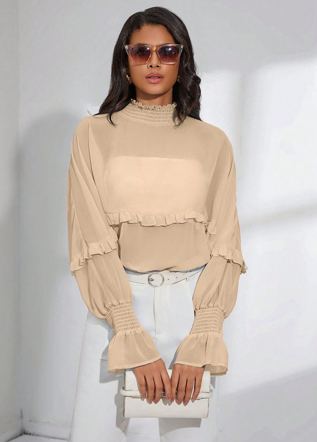 Бежевая блуза SHEIN