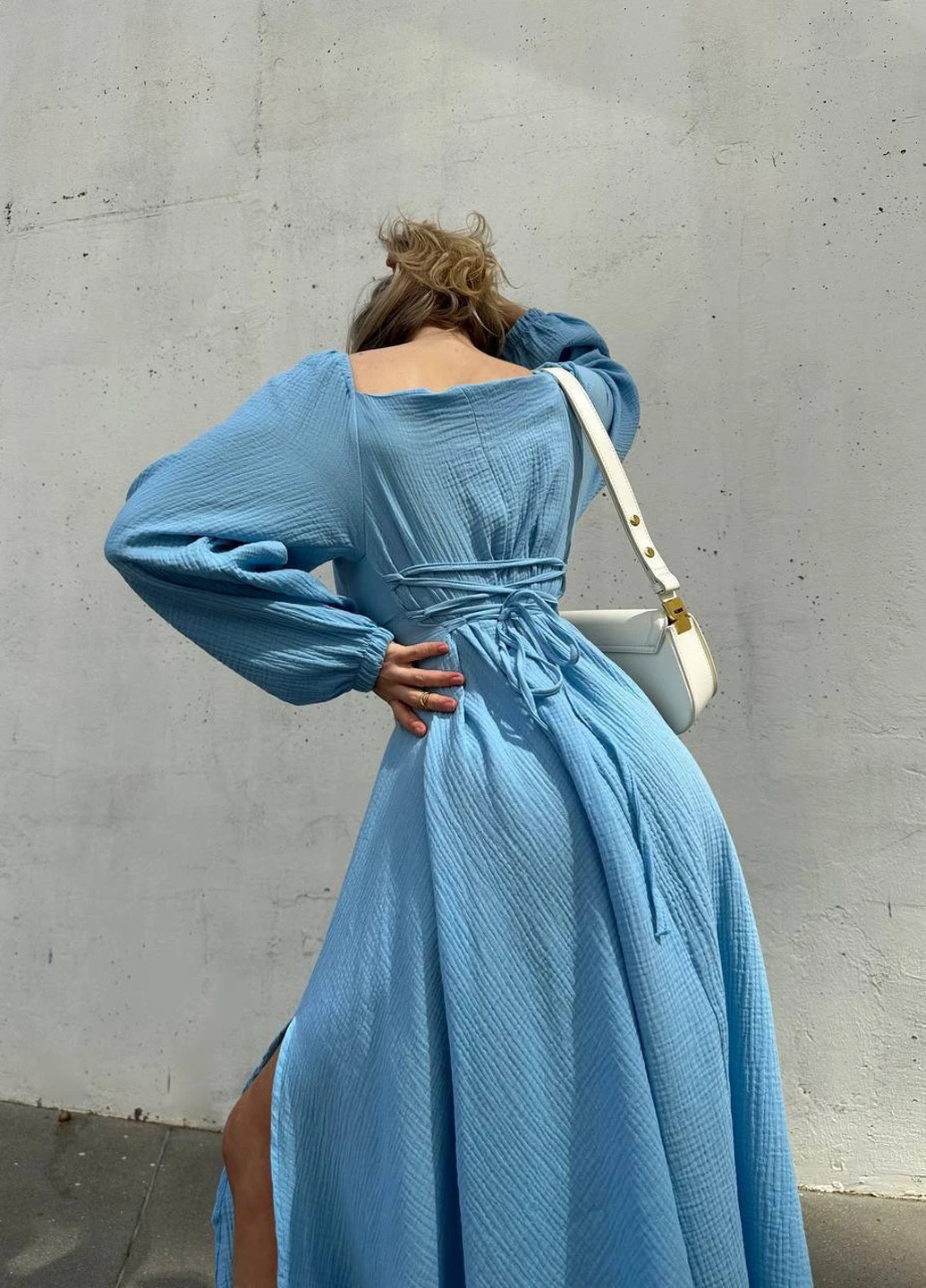 Блакитна кежуал сукня кльош Fashion однотонна