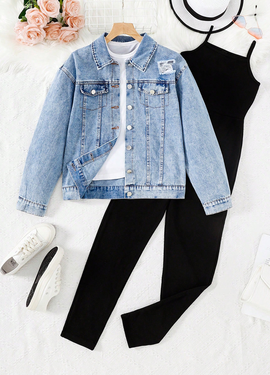 Блакитний демісезонний комплект (куртка, комбінезон) SHEIN