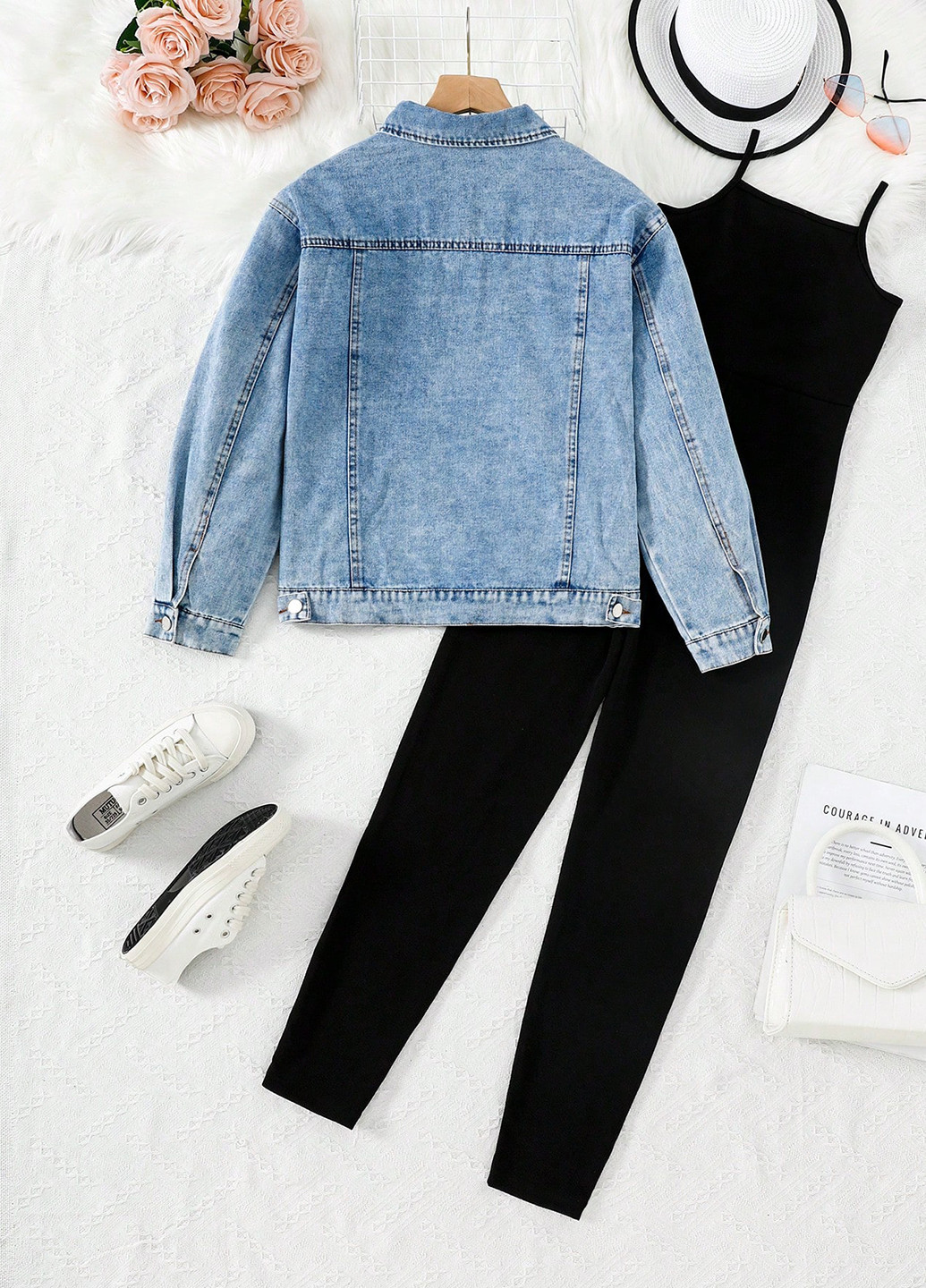 Блакитний демісезонний комплект (куртка, комбінезон) SHEIN