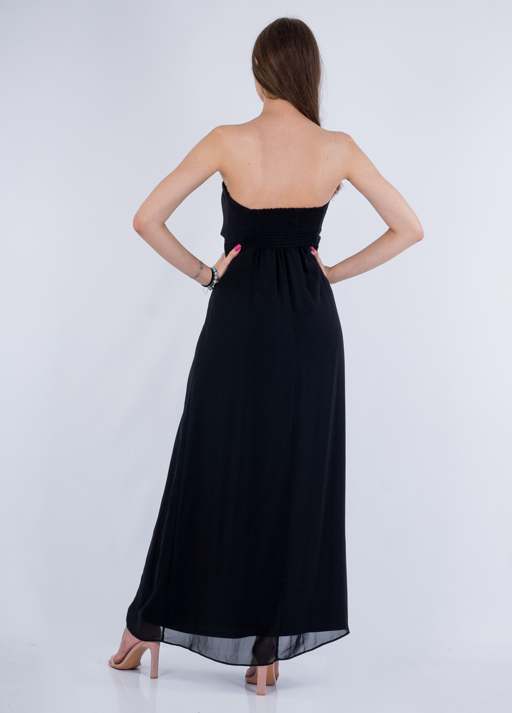 Черное вечернее платье с корсетом, с открытыми плечами Asos однотонное