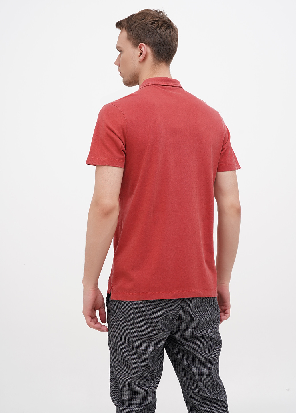 Бордовая футболка-поло для мужчин Lerros однотонная