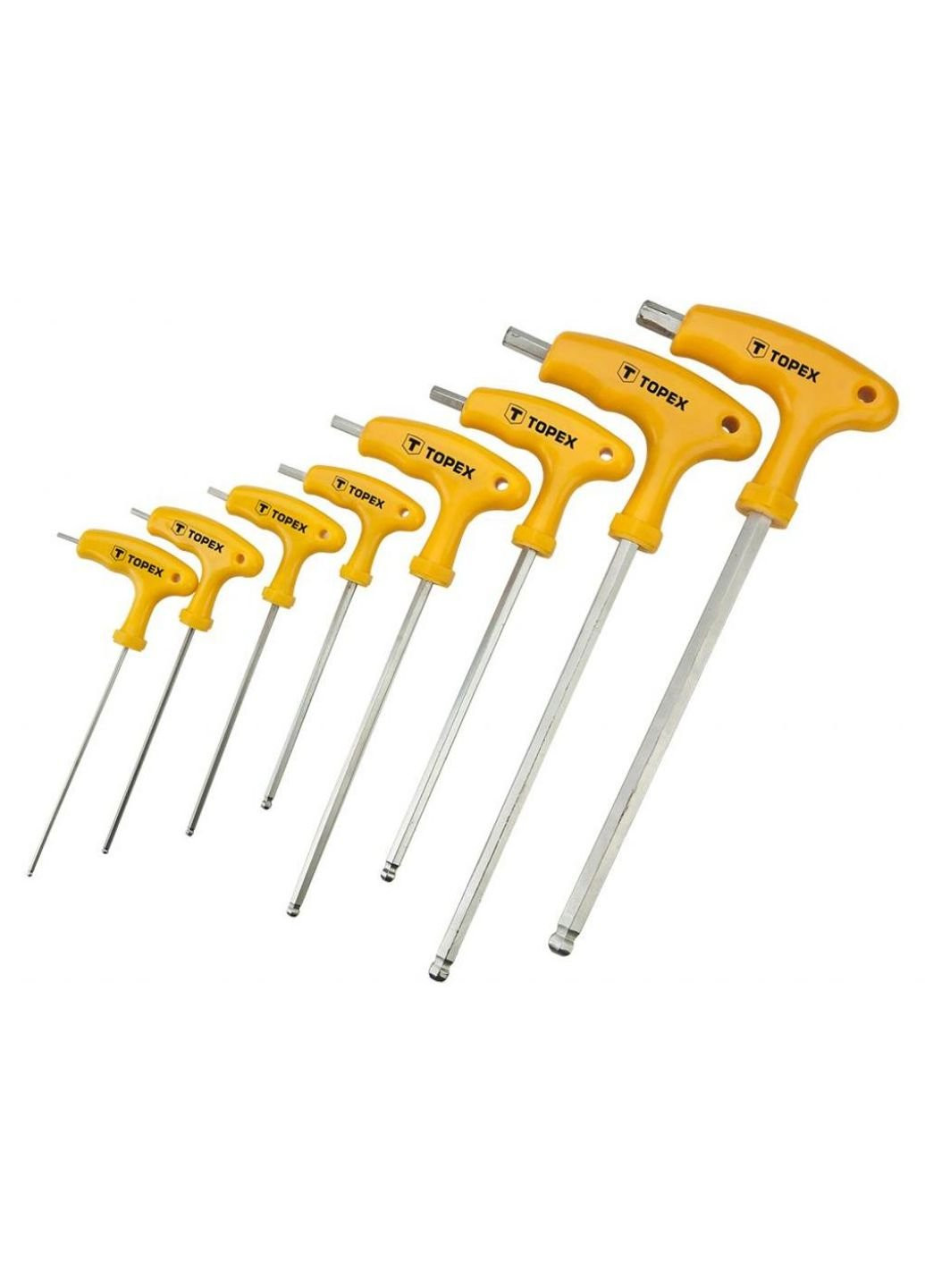 Набір інструментів шестигранних ключів HEX з Т-подібною ручкою, 9 шт. (35D967) Topex (252409929)
