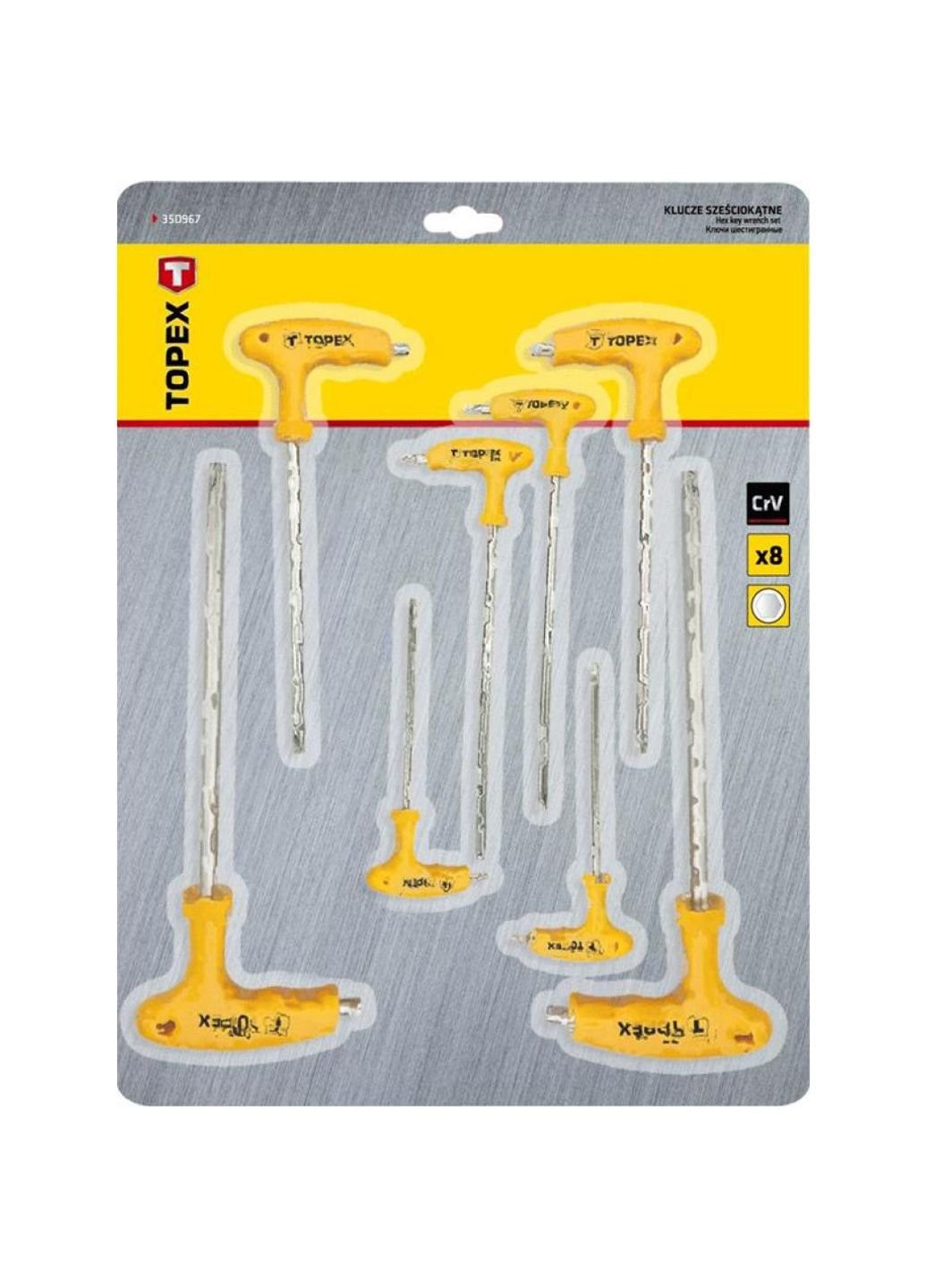 Набір інструментів шестигранних ключів HEX з Т-подібною ручкою, 9 шт. (35D967) Topex (252409929)