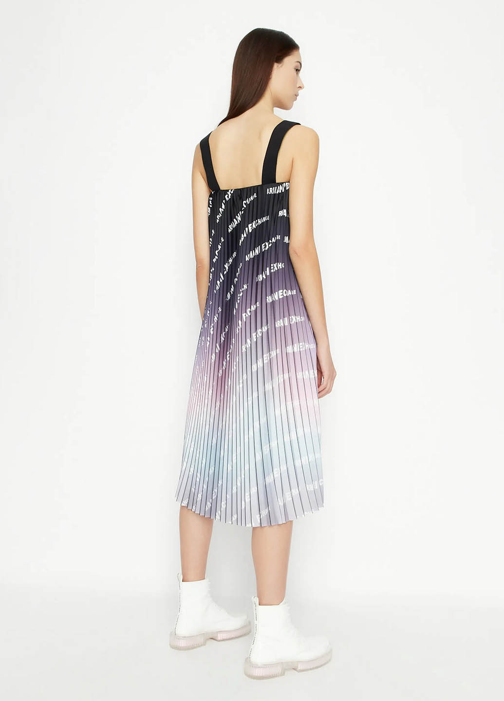 Фиолетовое кэжуал платье а-силуэт, плиссированное Armani Exchange градиентное ("омбре")