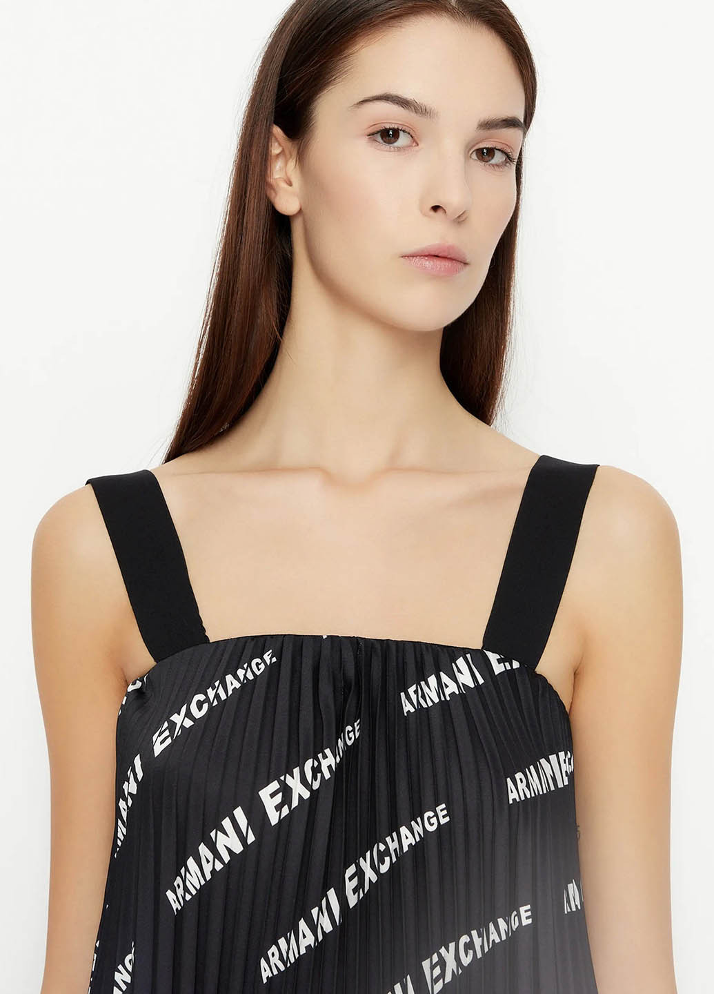 Фиолетовое кэжуал платье а-силуэт, плиссированное Armani Exchange градиентное ("омбре")