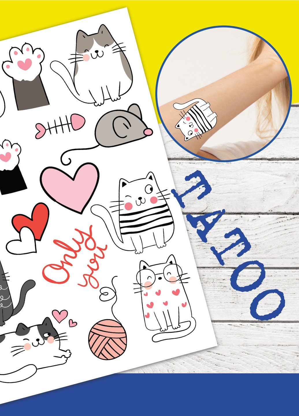 Временные тату StikerUA "CATS MIX" No Brand (254175809)