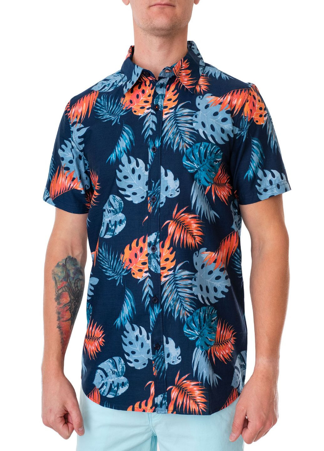 Синяя рубашка с цветами E-Bound