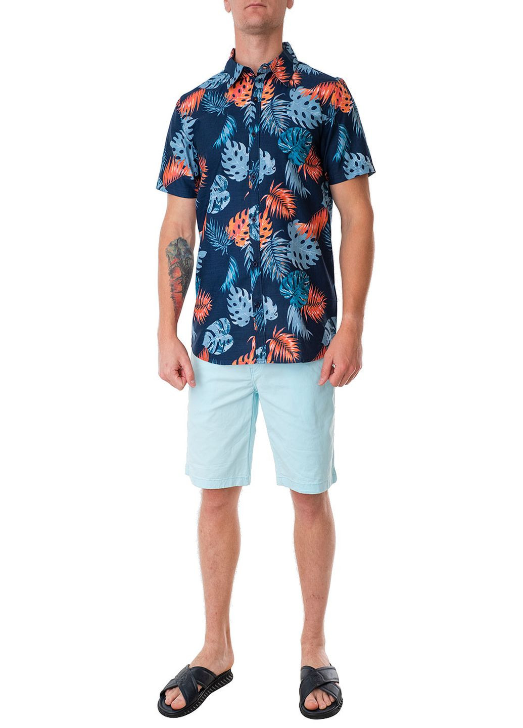 Синяя рубашка с цветами E-Bound