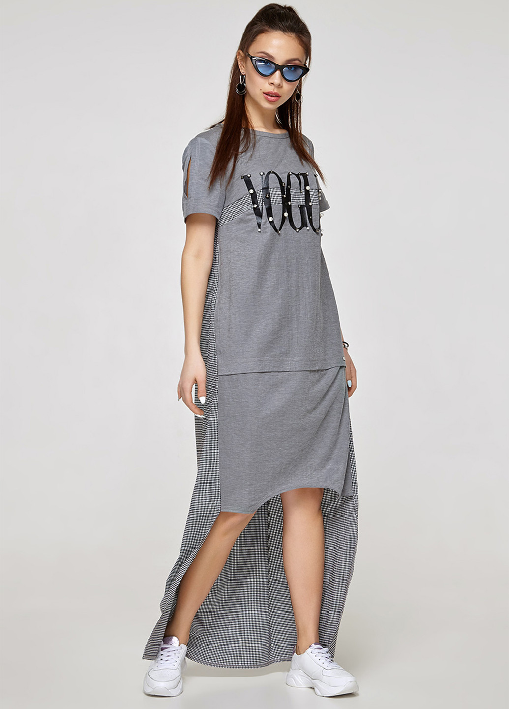 Сіра кежуал плаття, сукня сукня-футболка Solh з написами