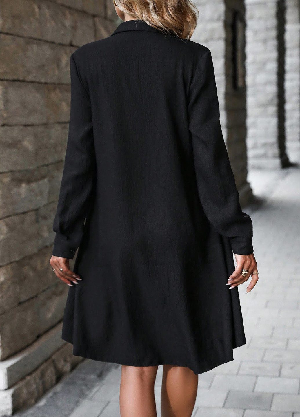 Чорна кежуал сукня сукня-сорочка SHEIN однотонна