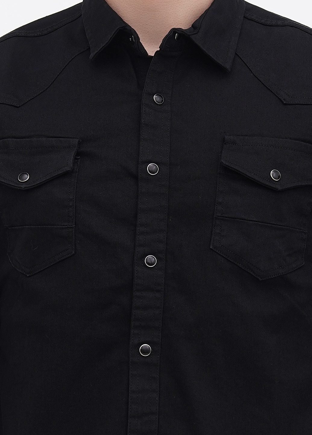 Черная джинсовая рубашка однотонная No Brand