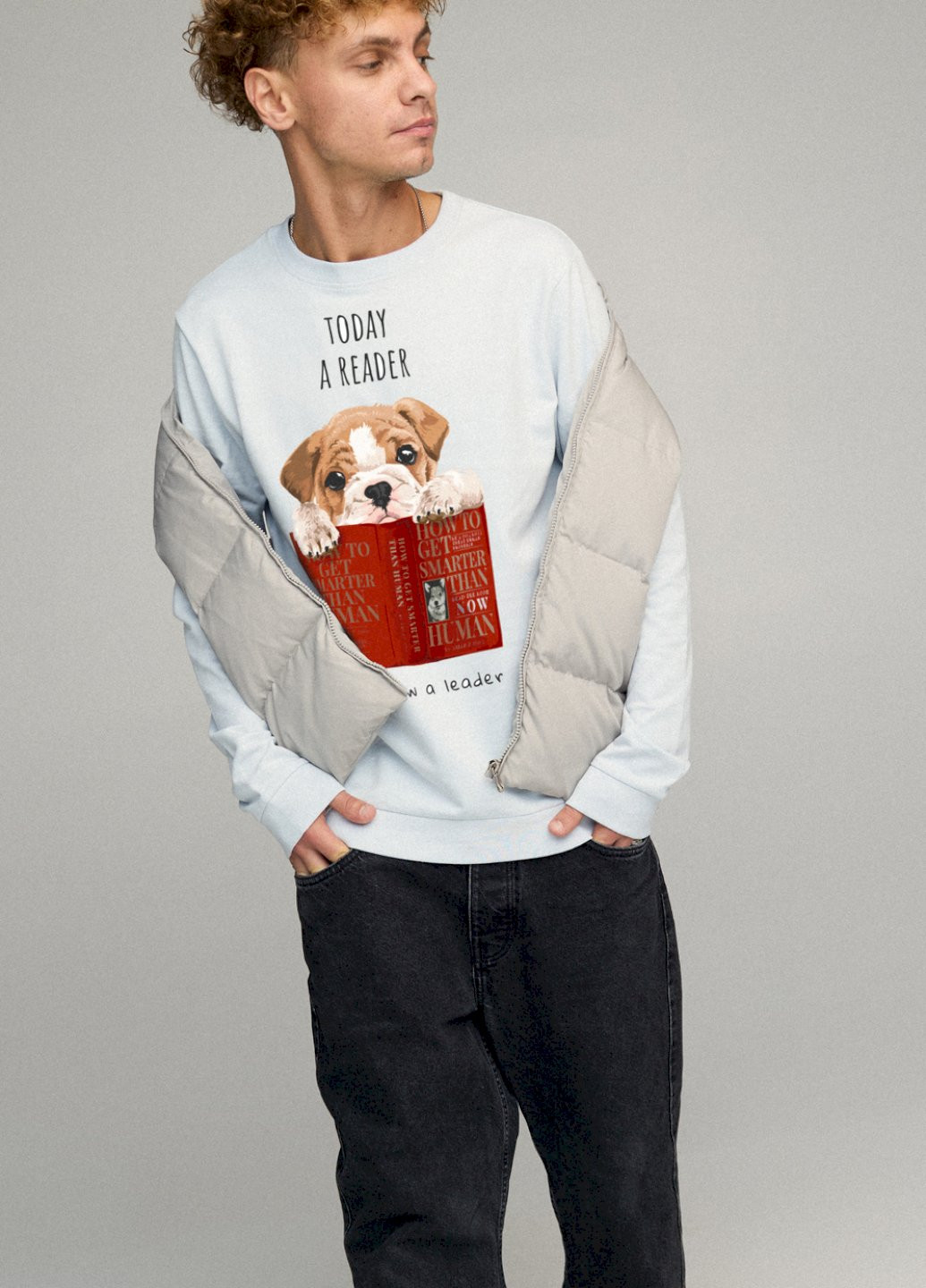 Светло-голубой свитшот мужской basic /no flis/ YAPPI (252258605)