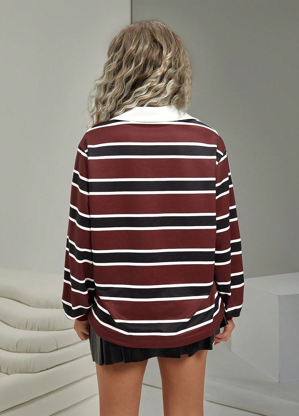 Комбинированный свитшот SHEIN полоска без декора (337991392)