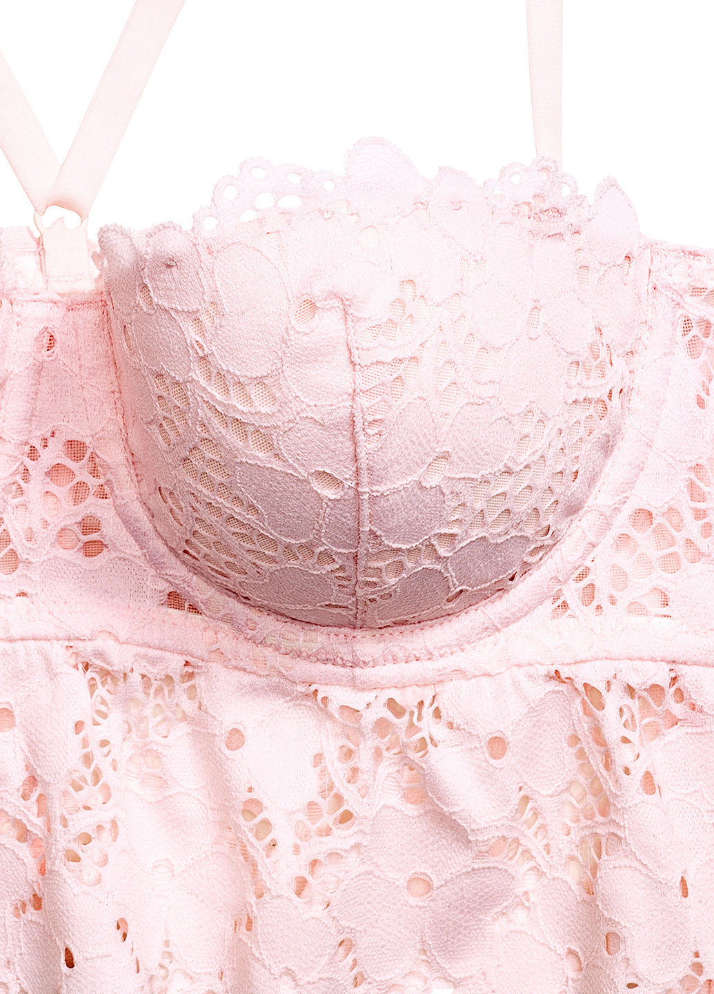Светло-розовый бралетт бюстгальтер H&M с косточками эластан, полиамид