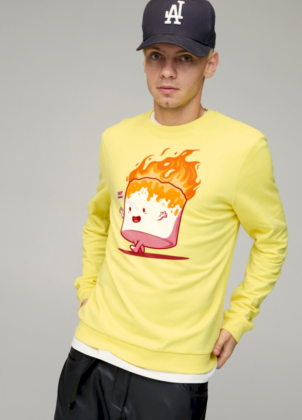 Жовтий свитшот мужской basic /no flis/ YAPPI малюнок (254557581)