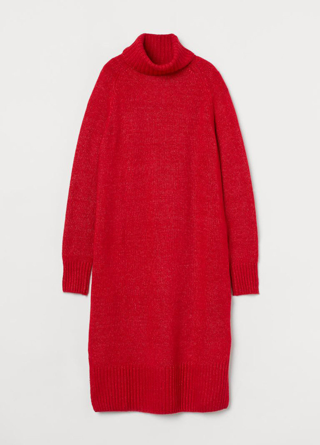 Красное кэжуал платье платье-свитер H&M меланжевое