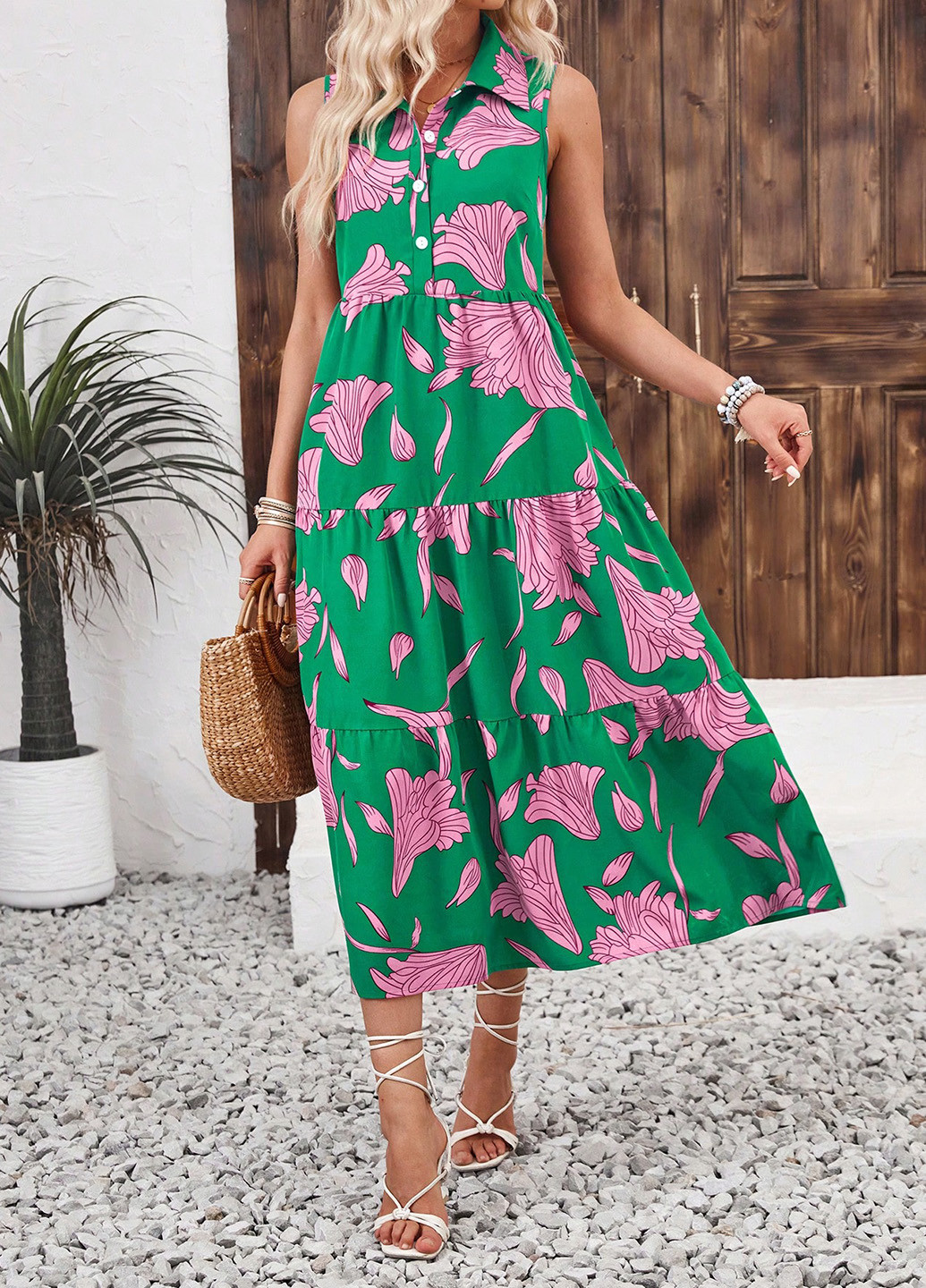 Зелена кежуал сукня SHEIN з квітковим принтом