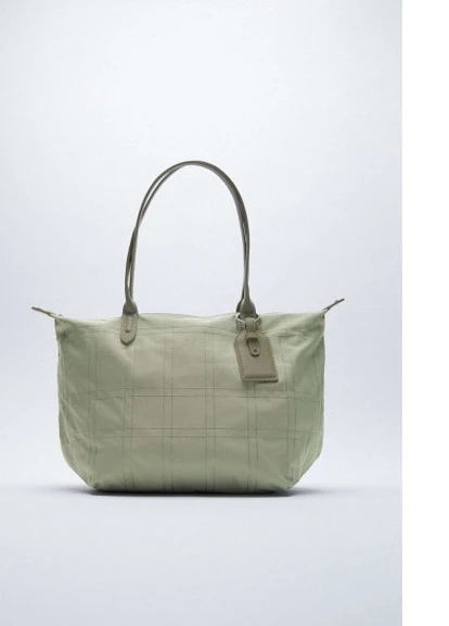 Сумка Tote с декоративной строчкой LP03 Зеленая Zara (224980925)