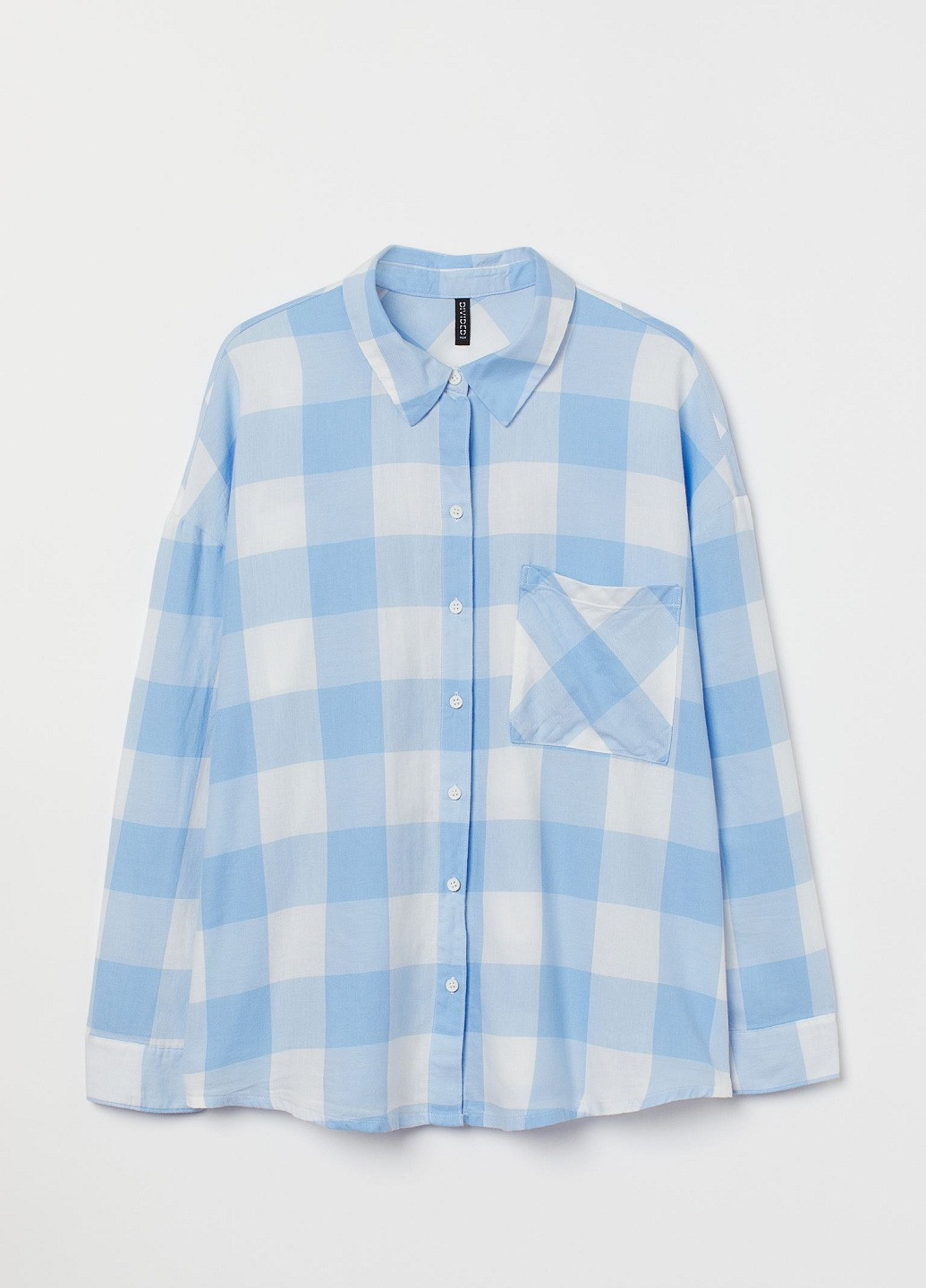 Светло-голубой кэжуал рубашка в клетку H&M