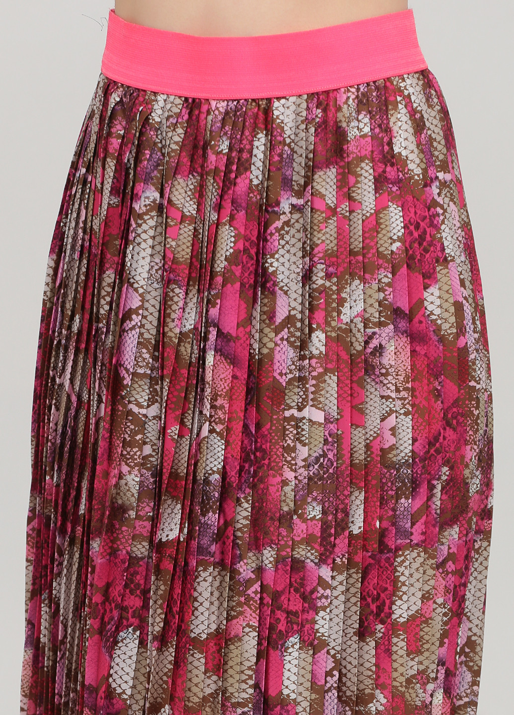 Розово-коричневая кэжуал змеиный юбка Sleek Chic плиссе