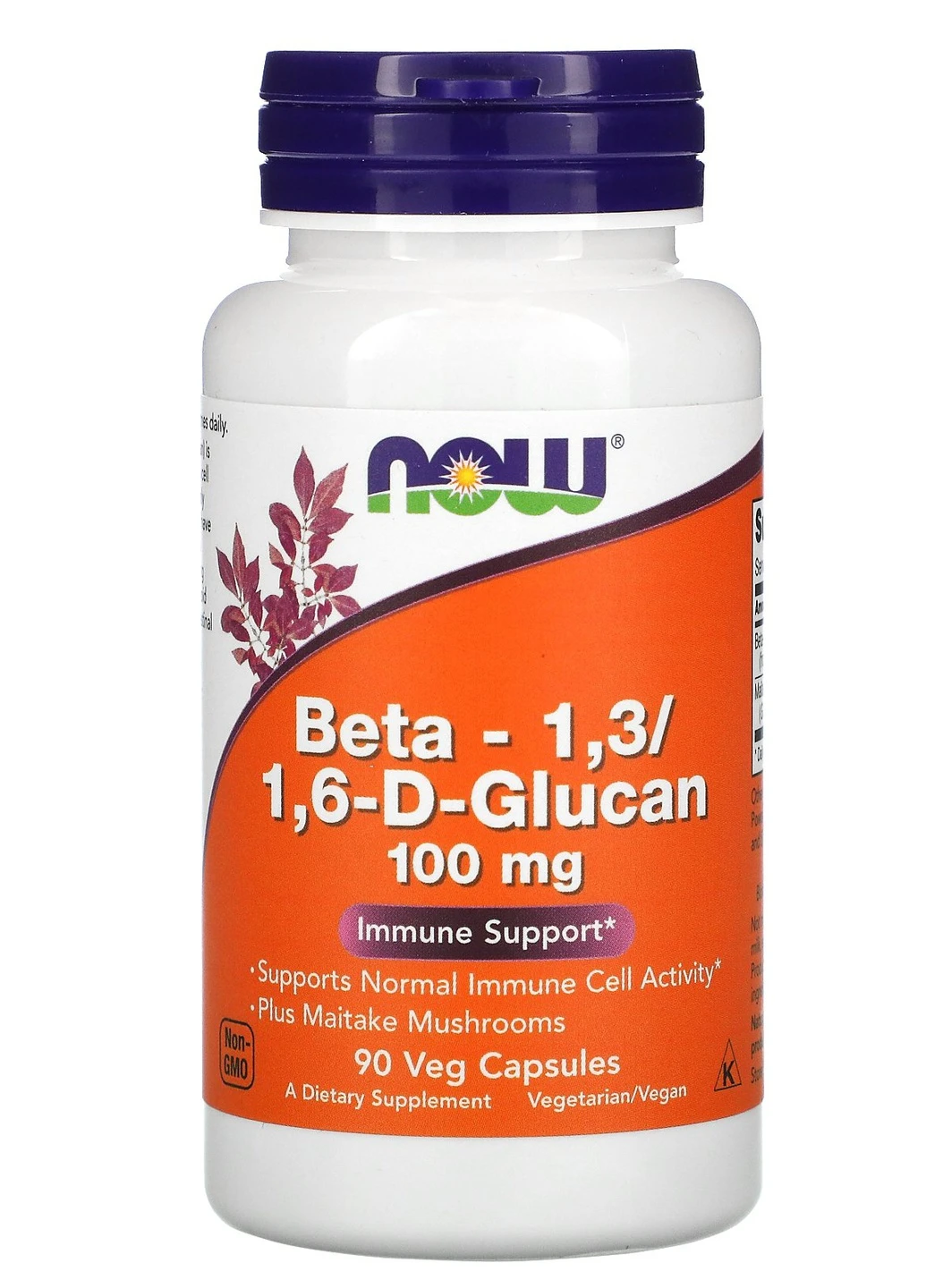 Бета-Глюкан Beta-1,3/1,6-D-Glucan 100 mg 90 vcaps Now (254918363)
