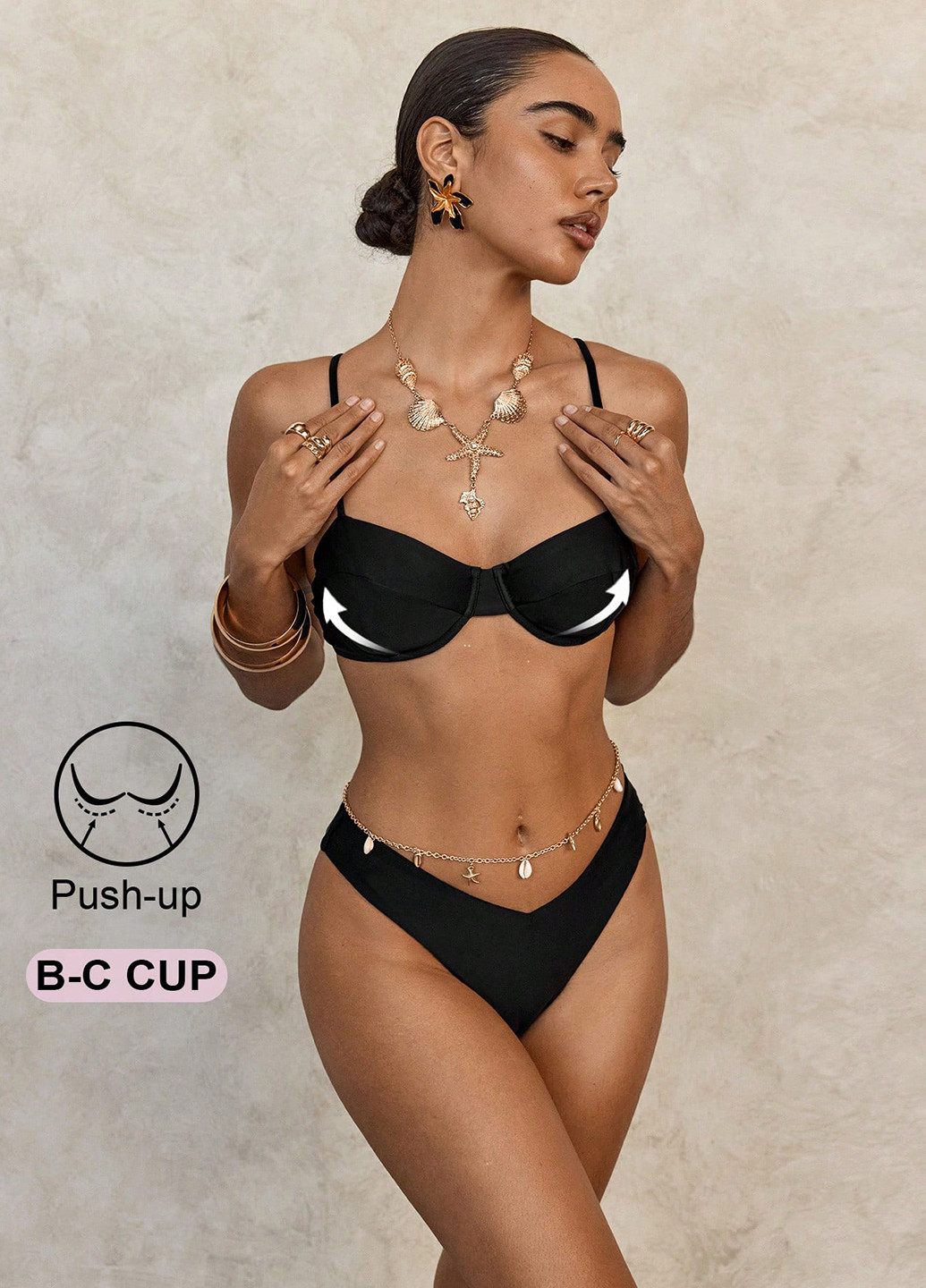 Чорний літній купальник (ліф, трусики) роздільний SHEIN